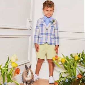 Janie and Jack The Plaid Linen-Cotton Blazer